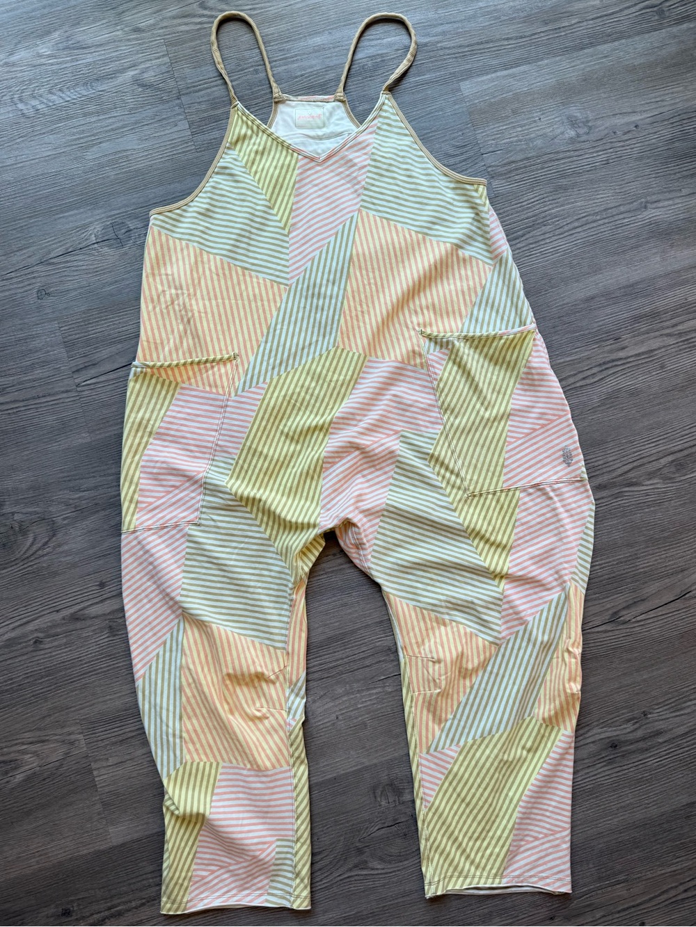 FP Movement Hot Shot Jumpsuit Womens M Multicolor Striped Patchwork